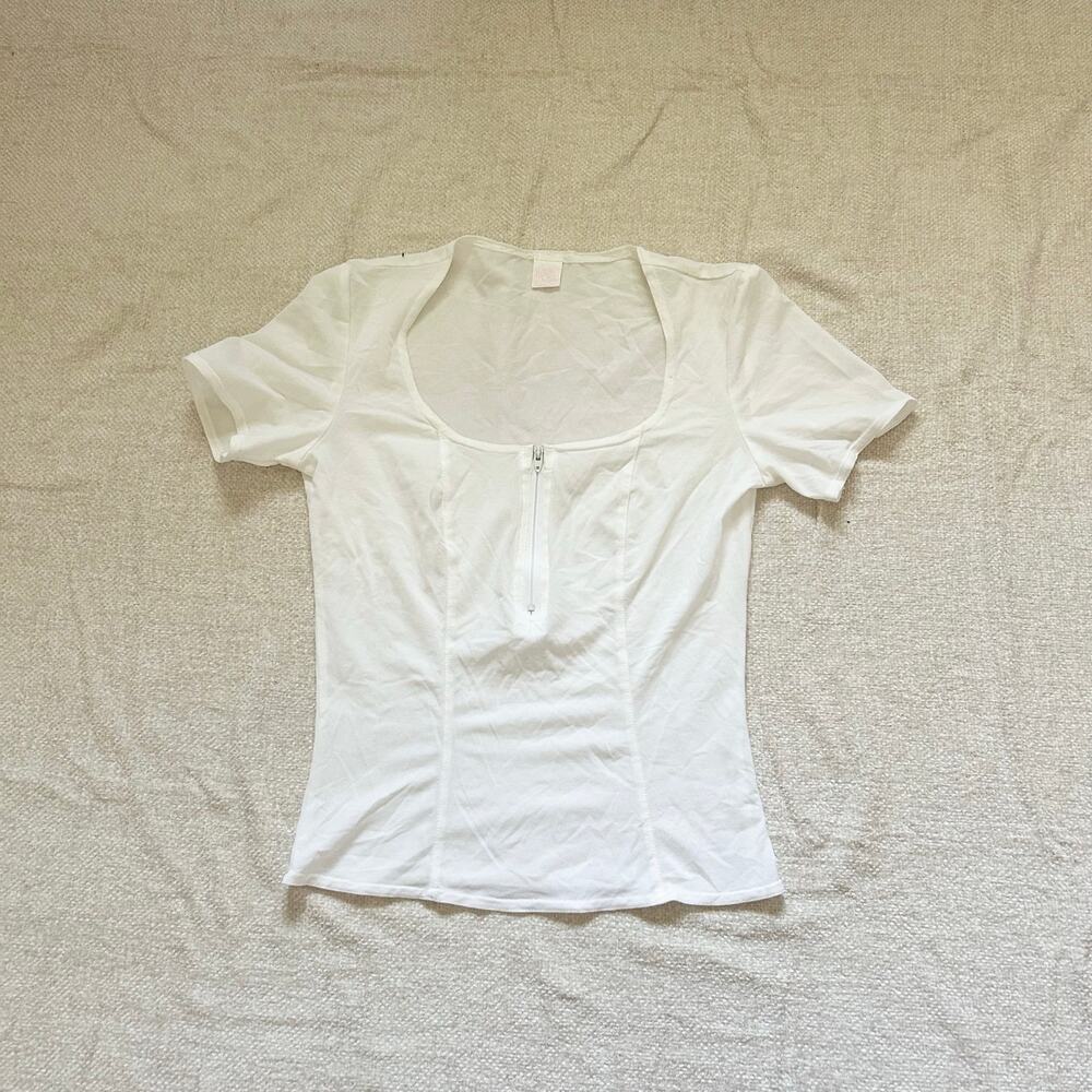 white mesh only hearts short sleeve top